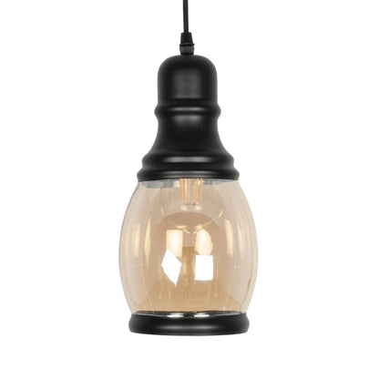 OLIVER 999-0188 Vintage Pendant Ceiling Light with 1 x E27 AC 220-240V IP20 Socket - Honey & Black - L14 x W14 x H30
