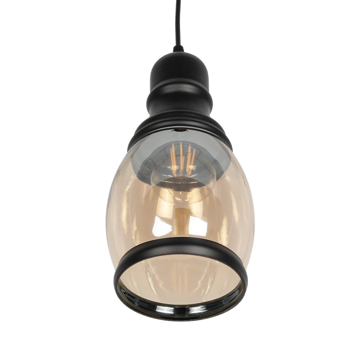 OLIVER 999-0188 Vintage Pendant Ceiling Light with 1 x E27 AC 220-240V IP20 Socket - Honey & Black - L14 x W14 x H30