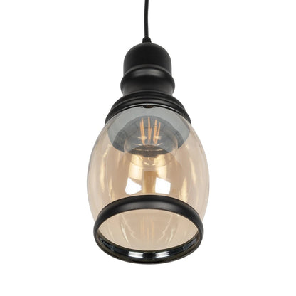 OLIVER 999-0188 Vintage Pendant Ceiling Light with 1 x E27 AC 220-240V IP20 Socket - Honey & Black - L14 x W14 x H30