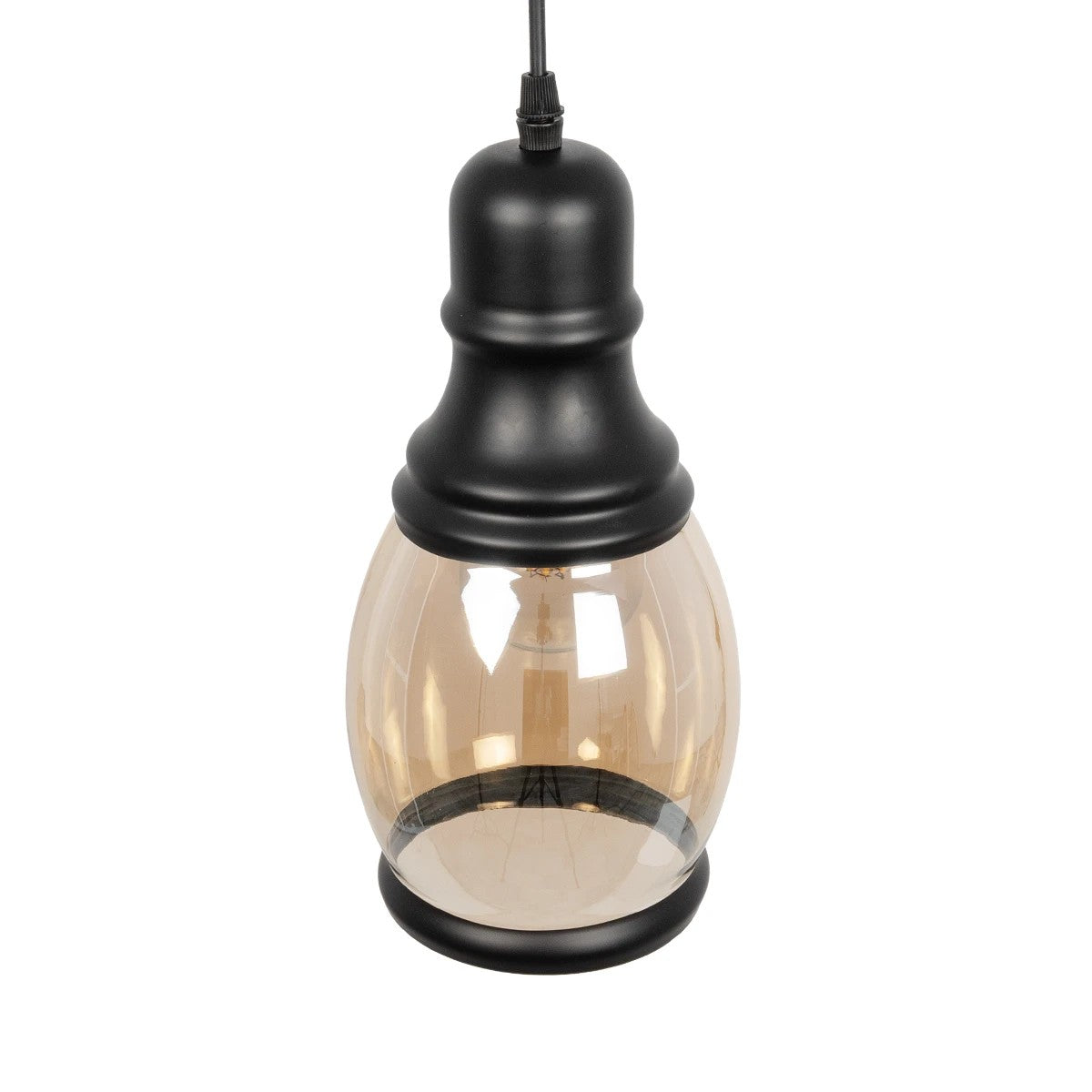 OLIVER 999-0188 Vintage Pendant Ceiling Light with 1 x E27 AC 220-240V IP20 Socket - Honey & Black - L14 x W14 x H30