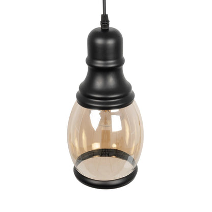 OLIVER 999-0188 Vintage Pendant Ceiling Light with 1 x E27 AC 220-240V IP20 Socket - Honey & Black - L14 x W14 x H30