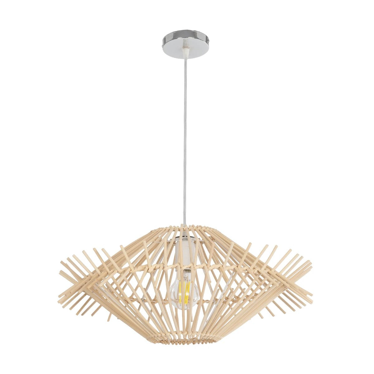SASSO 999-0201 Boho Κρεμαστό Φωτιστικό Οροφής με Ντουί 1 x E27 AC 220-240V IP20 - Μπεζ - Μ50 x Π50 x Y23