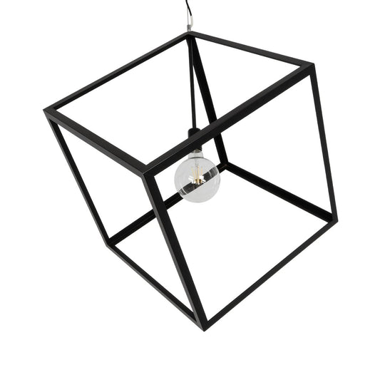 CUBE 999-0215 Μοντέρνο Κρεμαστό Φωτιστικό Οροφής με Ντουί 1 x E27 AC 220-240V IP20 - Μαύρο - Μ70 x Π70 x Υ87
