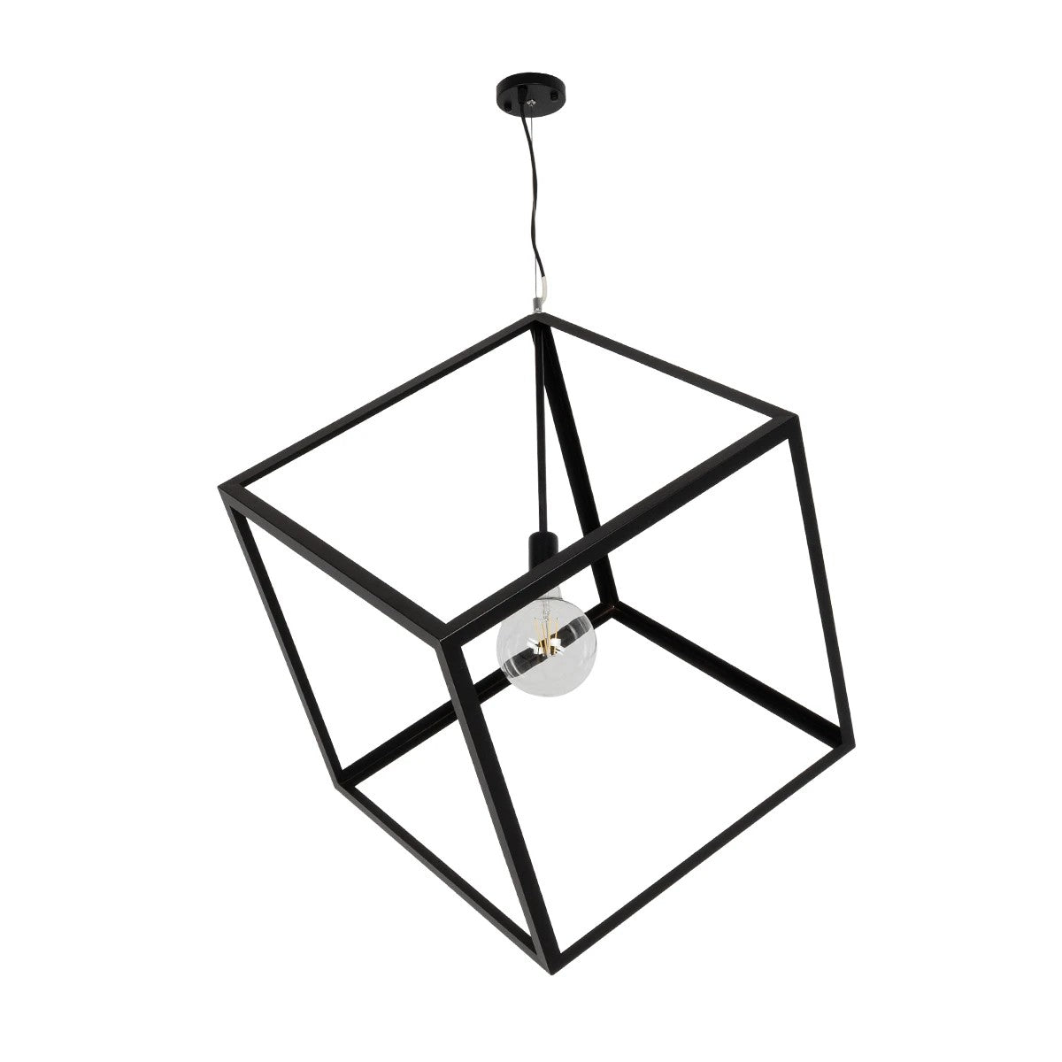 CUBE 999-0215 Μοντέρνο Κρεμαστό Φωτιστικό Οροφής με Ντουί 1 x E27 AC 220-240V IP20 - Μαύρο - Μ70 x Π70 x Υ87