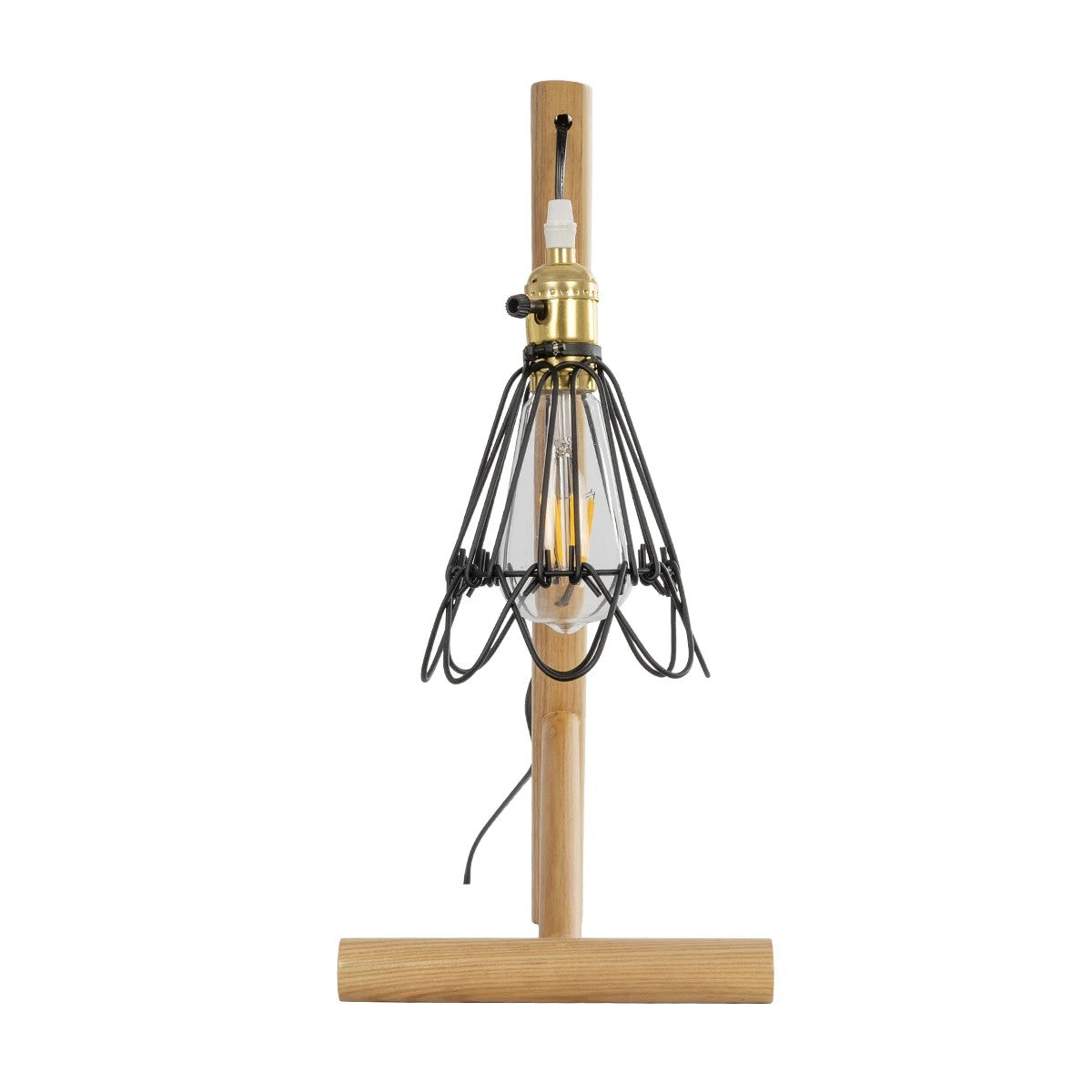 ELMA 999-0239 Μοντέρνο Επιτραπέζιο Φωτιστικό Πορτατίφ Μονόφωτο 1 x E27 IP20 Μπεζ Ξύλο με Μαύρο Μέταλλο - Μ35 x Π20 x Υ43