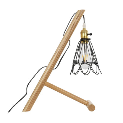 ELMA 999-0239 Μοντέρνο Επιτραπέζιο Φωτιστικό Πορτατίφ Μονόφωτο 1 x E27 IP20 Μπεζ Ξύλο με Μαύρο Μέταλλο - Μ35 x Π20 x Υ43