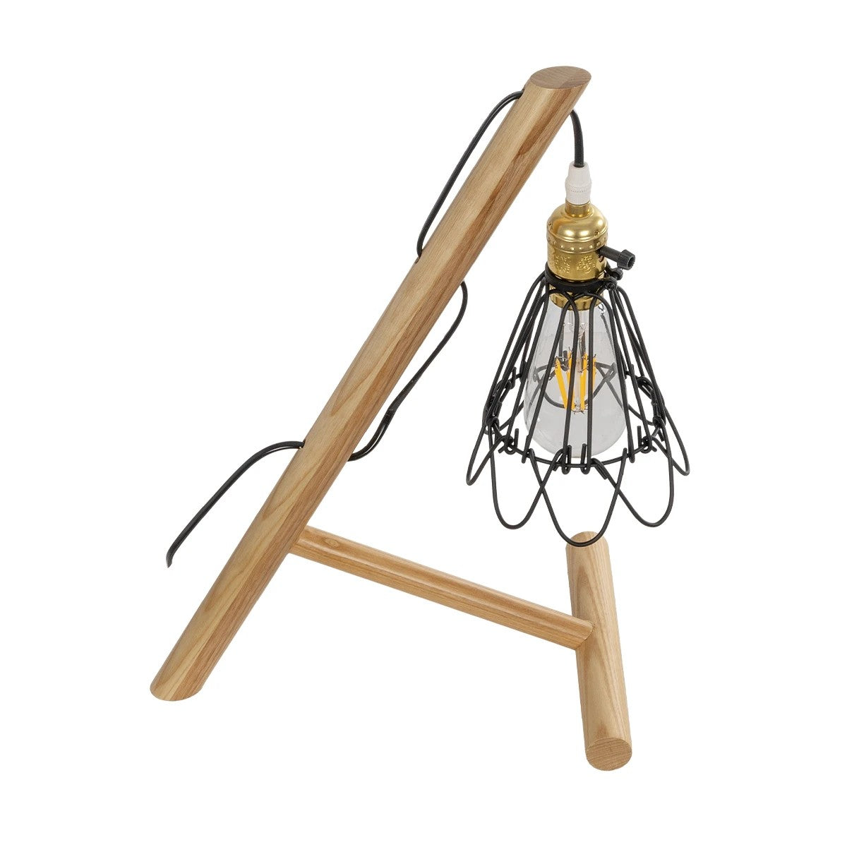 ELMA 999-0239 Μοντέρνο Επιτραπέζιο Φωτιστικό Πορτατίφ Μονόφωτο 1 x E27 IP20 Μπεζ Ξύλο με Μαύρο Μέταλλο - Μ35 x Π20 x Υ43