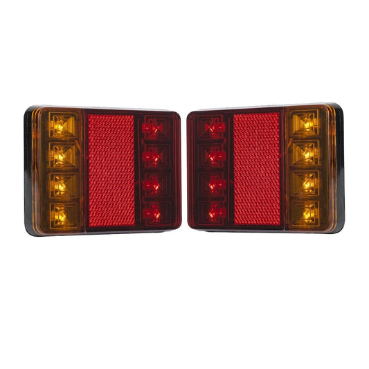 TAILIGHT 999-0255 Πίσω Φανάρι Οχημάτων LED 9W 360lm 140° DC 12V Αδιάβροχο IP66 Πορτοκαλί & Κόκκινο & Ψυχρό Λευκό 6000K - Μ12 x Π9.5 x Υ2 - Πακέτο 2 Τεμαχίων