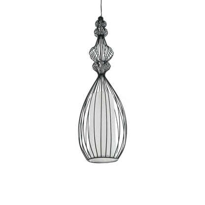 LILY 01561 Vintage Κρεμαστό Φωτιστικό Οροφής με Ντουί 1 x E27 AC 220-240V IP20 - Μαύρο & Λευκό - Μ90 x Π90 x Υ20