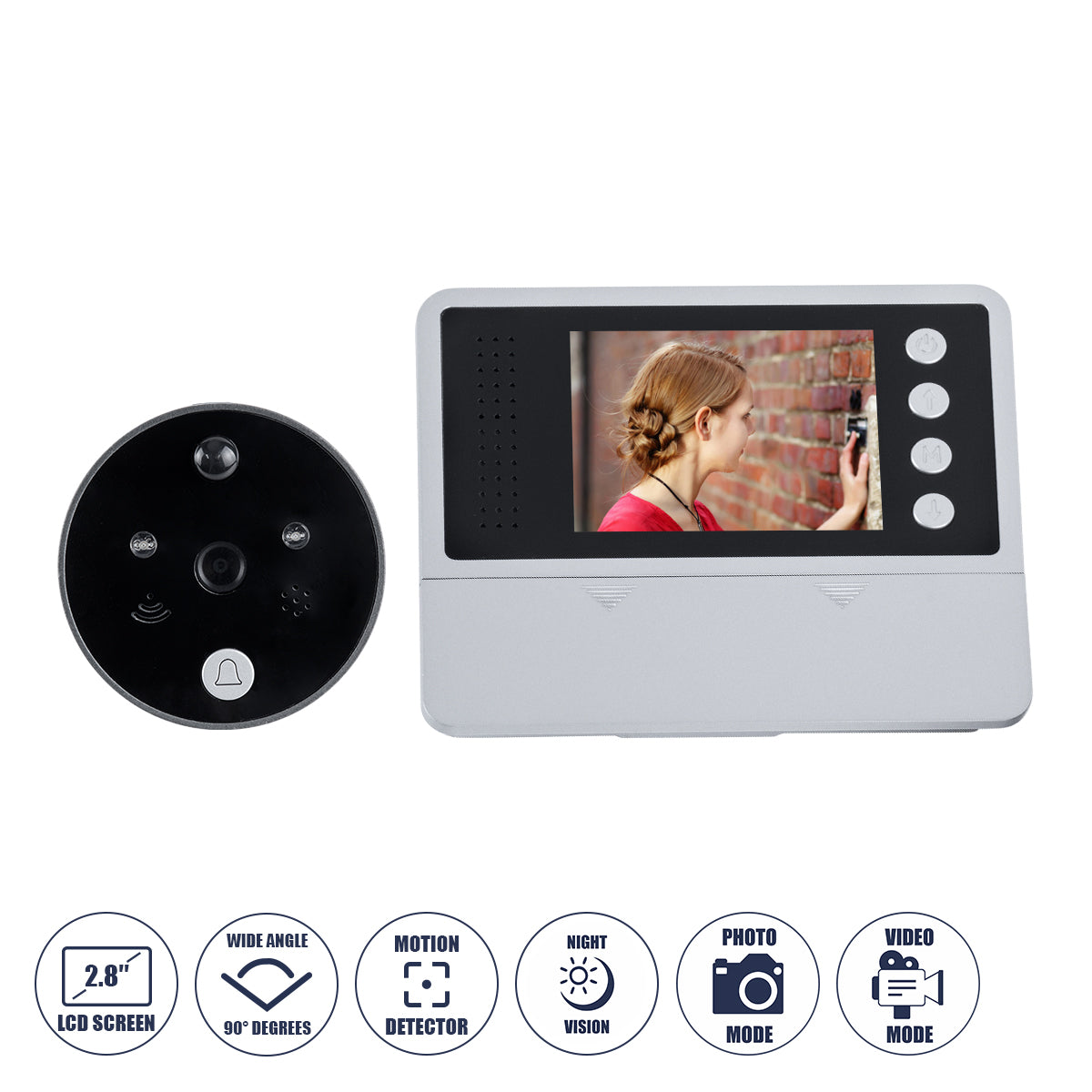 86017 Ψηφιακή Έξυπνη Camera Εξώπορτας 90° Μοιρών με Έγχρωμη Οθόνη 2.8" Inches - Νυχτερινή Όραση με LED IR - Κουδούνι - Εσωτερική Μνήμη Αποθήκευσης - Λειτουργεί με 4 Μπαταρίες AAA