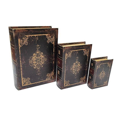 S/3 ΚΟΥΤΙΑ ΒΙΒΛΙΑ ΞΥΛΙΝΑ ΚΑΦΕ 30x22x7.5/23x17x6/16x11x4.5