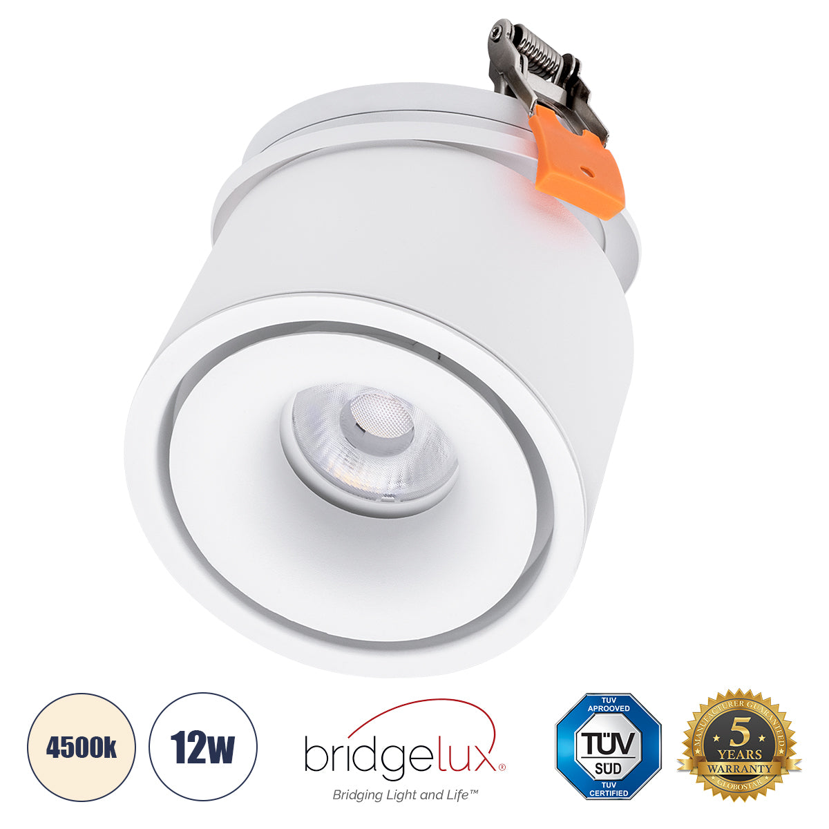 OMEGA-R 60294 Χωνευτό LED Spot Downlight TrimLess Φ10cm 12W 1560lm 36° AC 220-240V IP20 Φ10 x Υ8.2cm - Στρόγγυλο - Λευκό - Φυσικό Λευκό 4500K - Bridgelux COB