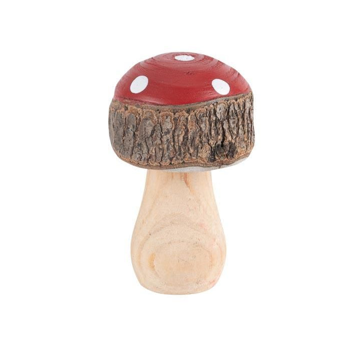 Στρογγυλό Μανιτάρι Ξύλινο Κόκκινο και Λευκό 5x5x9