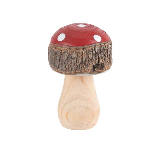 Στρογγυλό Μανιτάρι Ξύλινο Κόκκινο και Λευκό 5x5x9