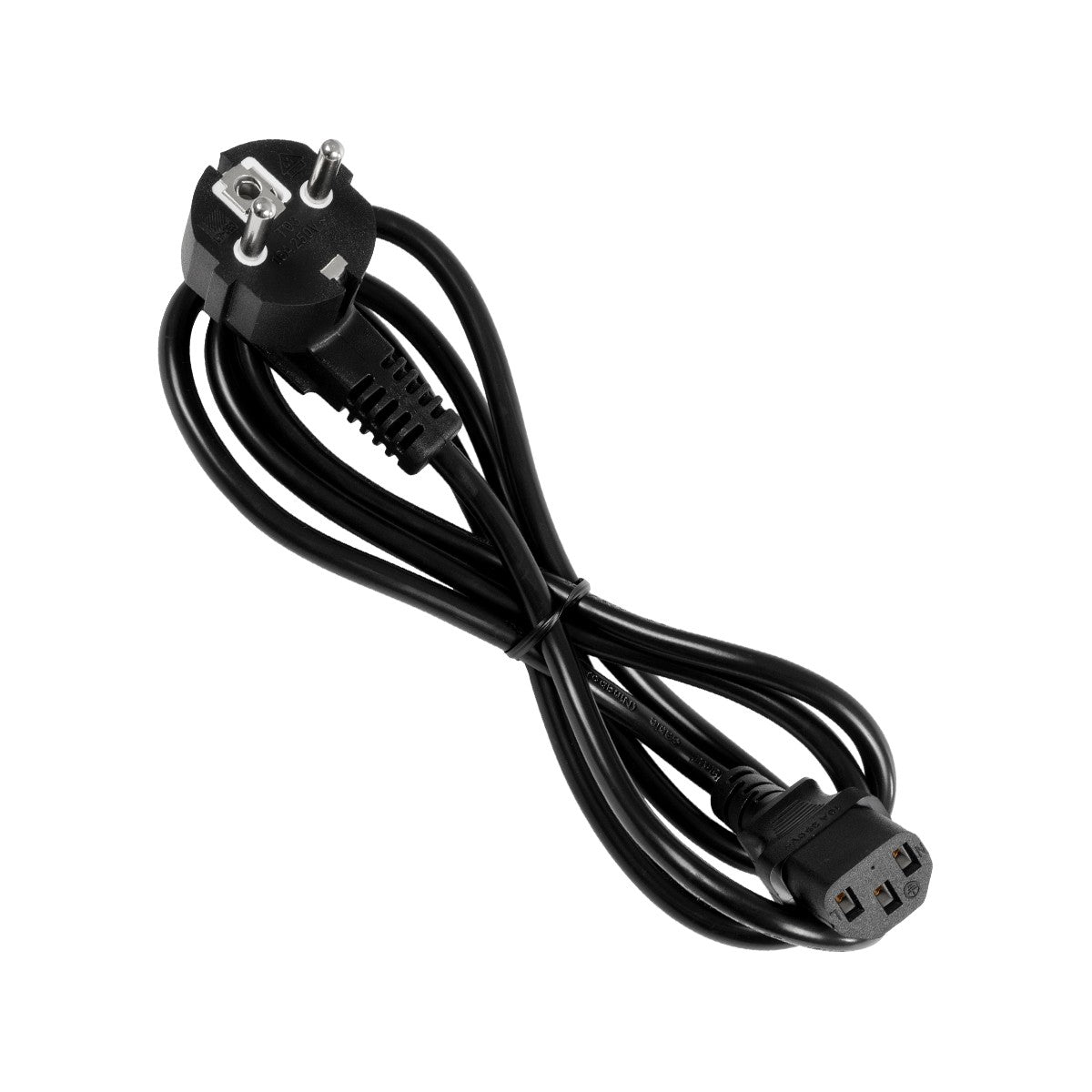 PLUGA 61498 Καλώδιο Τροφοδοσίας C13 με Πλάγια Πρίζα Schuko 250V 10A max 1.5m - 3*0.75mm2 - Μαύρο - Μ150 x Π3.6 x Υ3.6