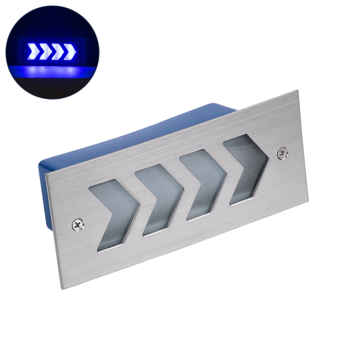 WALLLIGHT-ARINA 90673 Χωνευτό Φωτιστικό Τοίχου LED 6W 600lm 120° DC 24V Αδιάβροχο IP67 Μ17 x Π7 x Υ5.5cm Μπλε - Ανοξείδωτο Ατσάλι