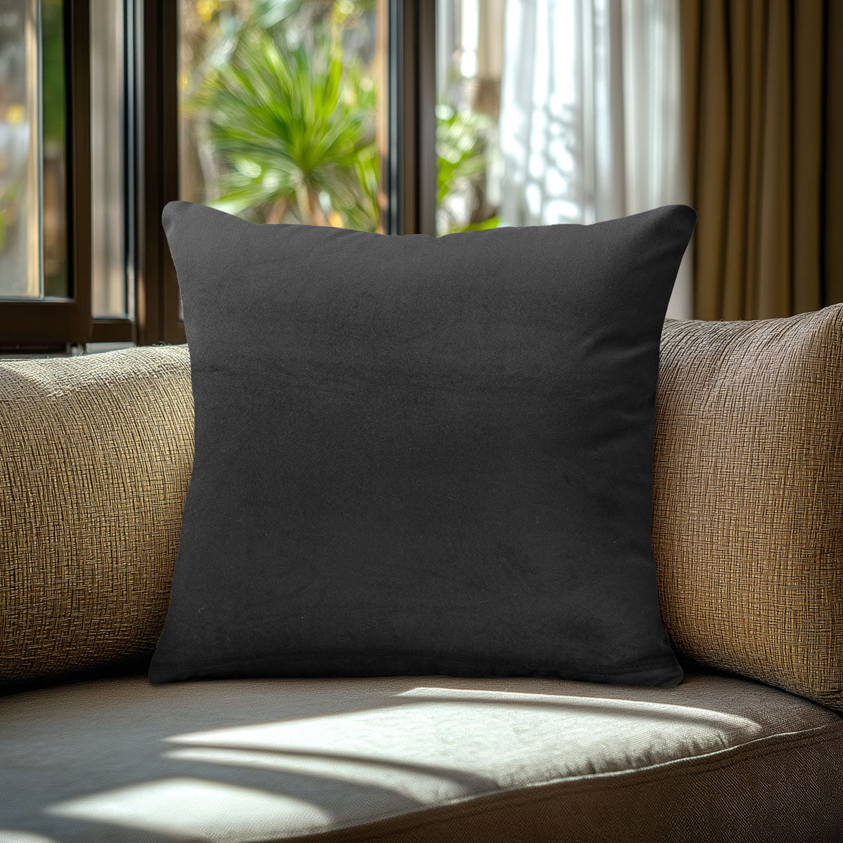Μαξιλαροθήκη Βελούδο Premium Μαύρο με Γέμισμα 40x40εκ