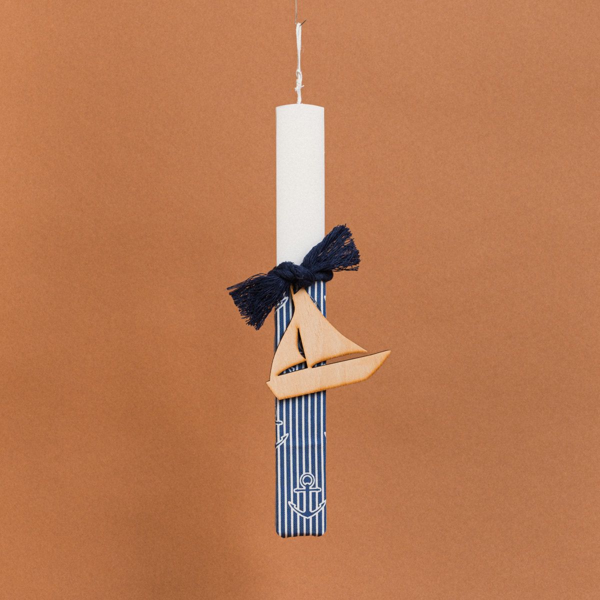 Λαμπάδα Στολισμένη Ξύλινο Καράβι σε Συσκευασία Δώρου