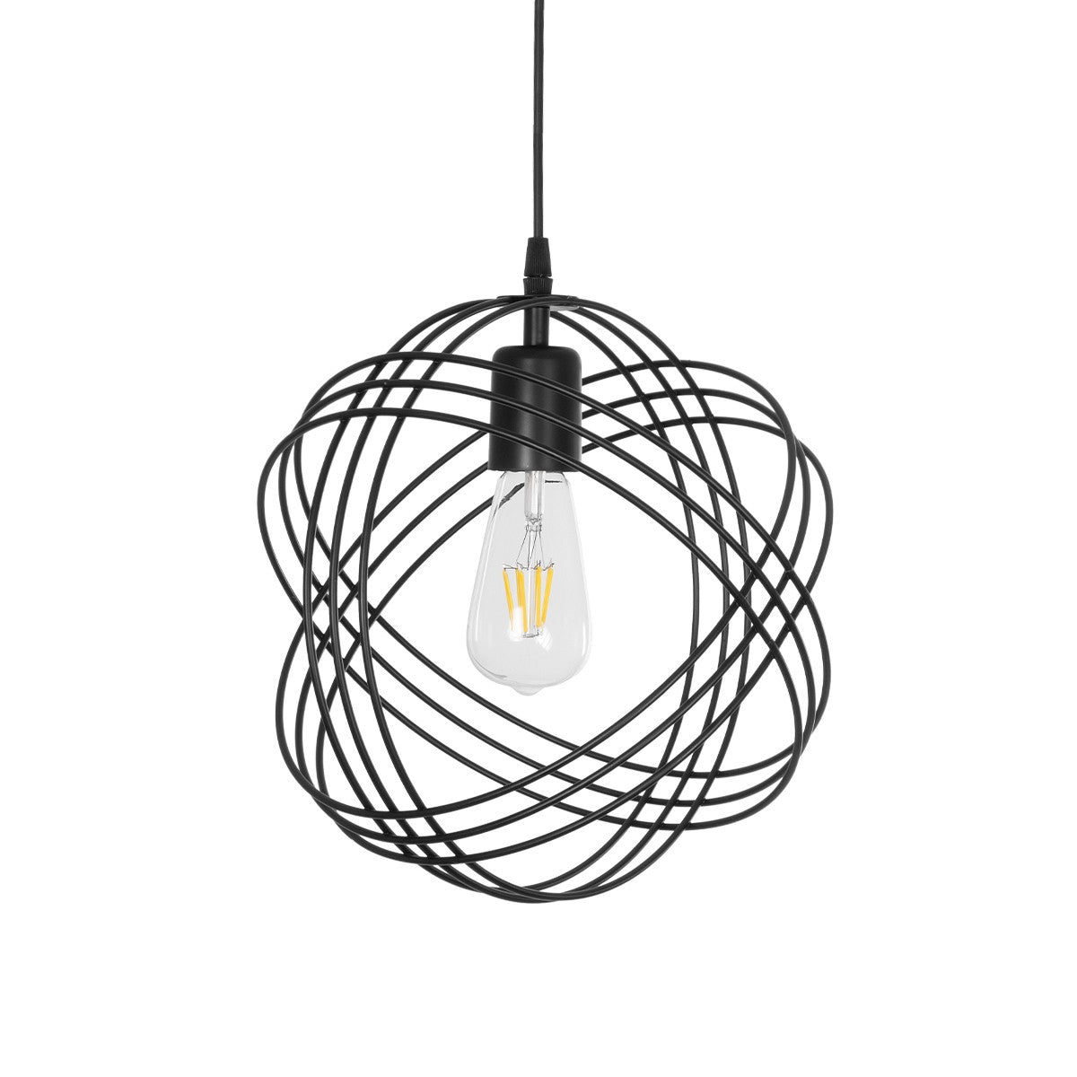 GLOWN 201-0023 Μοντέρνο Κρεμαστό Φωτιστικό Οροφής με Ντουί 1 x E27 AC 220-240V IP20 - Μαύρο - Μ30 x Π30 x Υ33