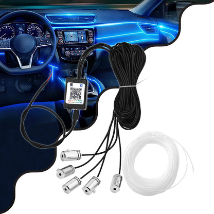81843 Car Optic Fiber LED Kit Smart Bluetooth - Φωτισμός Κιτ Οπτικής Ίνας Αυτοκινήτου DC 12V 10W με Smart Bluetooth Controller & Εφαρμογή APP Αδιάβροχο IP65 Πολύχρωμο RGB