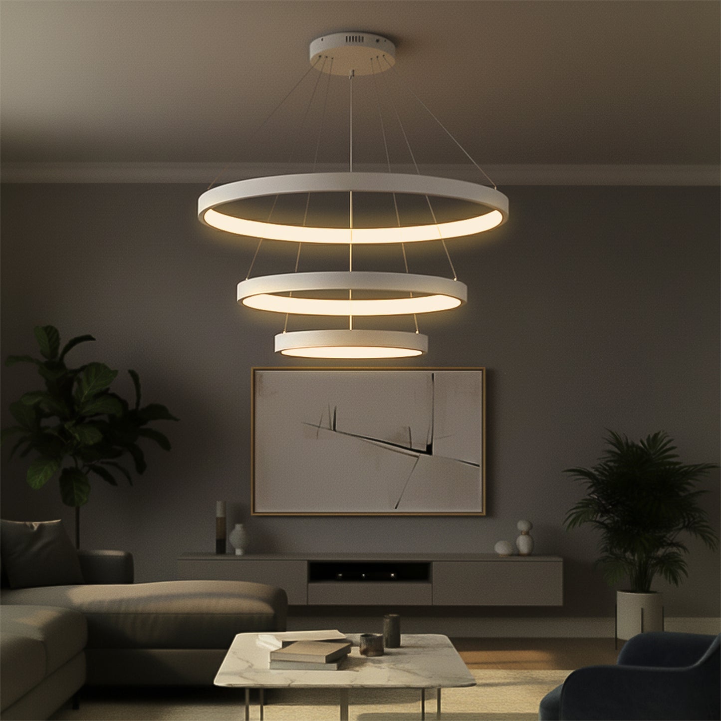 NEMESIS KLV-101-0221 Κρεμαστό Φωτιστικό Οροφής LED 120W 12000lm 180° AC 220-240V IP20 Ρυθμιζόμενο Λευκό CCT με Χειριστήριο από 2700K έως 6000K Dimmable - Lumileds SMD Chip - Λευκό Ματ - Μ80 x Π80 x Υ80