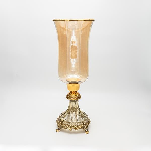 ΒΑΖΟ ΓΥΑΛΙΝΟ ΜΕ ΜΕΤΑΛΛΙΚΑ ΤΕΛΕΙΩΜΑΤΑ ΑΝΤΙΚΕ ΧΡΥΣΟ-ΜΕΛΙ ΓΥΑΛΙ 17x17x38