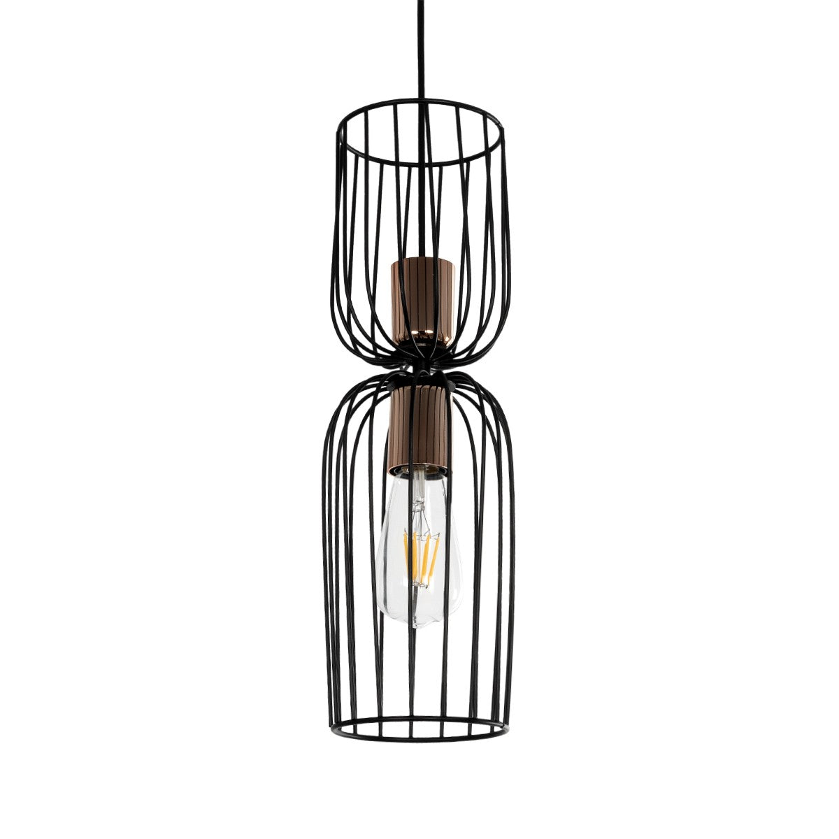 LAVERA 201-0124 Vintage Κρεμαστό Φωτιστικό Οροφής με Ντουί 1 x E27 AC 220-240V IP20 - Μπρονζέ & Μαύρο - Μ14 x Π14 x Υ44