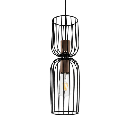 LAVERA 201-0124 Vintage Κρεμαστό Φωτιστικό Οροφής με Ντουί 1 x E27 AC 220-240V IP20 - Μπρονζέ & Μαύρο - Μ14 x Π14 x Υ44