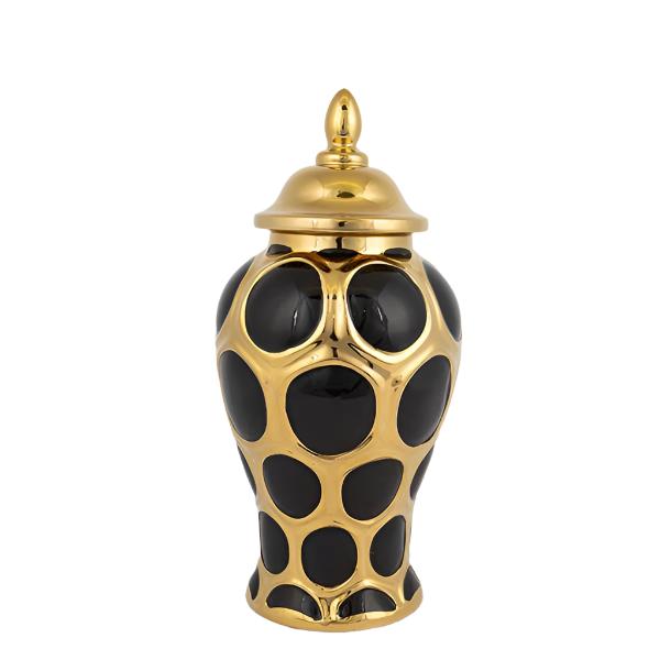 ΒΑΖΟ ΚΕΡΑΜΙΚΟ ΜΑΥΡΟ & ΧΡΥΣΟ 16x16x33.8