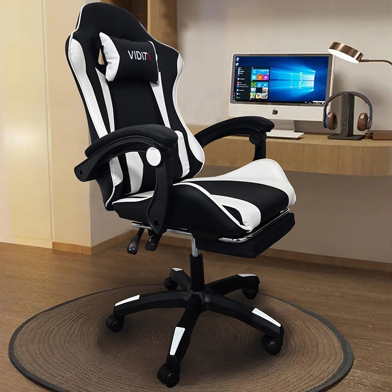 A6060 ΜΑΥΡΟ/ΛΕΥΚΟ ΠΟΛΥΘΡΟΝΑ GAMING ΜΕ ΥΠΟΠΟΔΙΟ 64x62x113-121