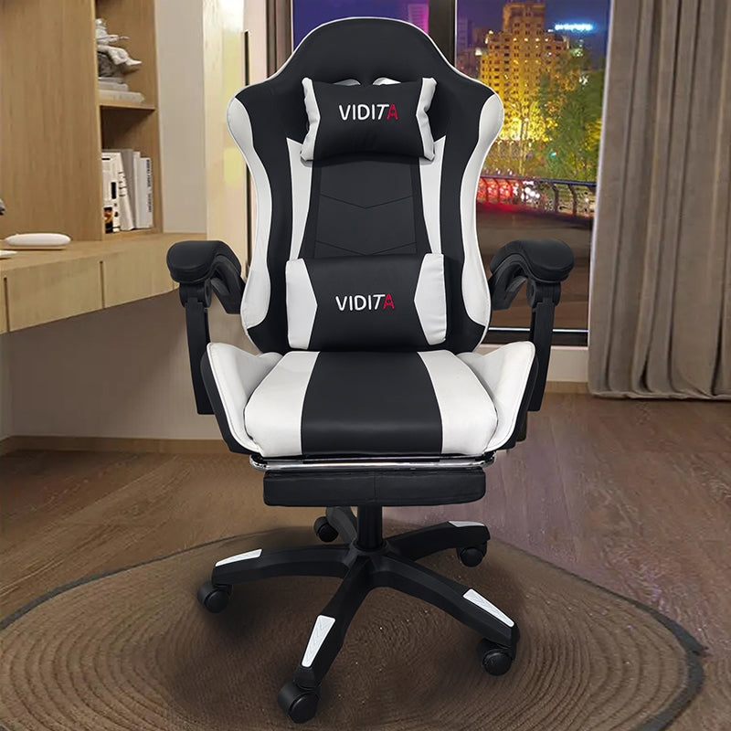 A6060 ΜΑΥΡΟ/ΛΕΥΚΟ ΠΟΛΥΘΡΟΝΑ GAMING ΜΕ ΥΠΟΠΟΔΙΟ 64x62x113-121