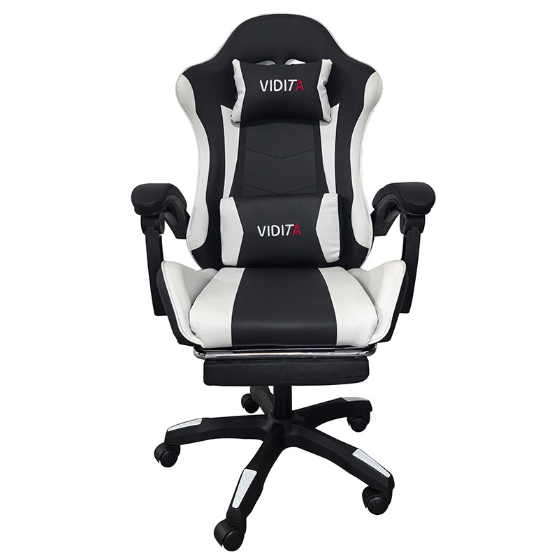 A6060 ΜΑΥΡΟ/ΛΕΥΚΟ ΠΟΛΥΘΡΟΝΑ GAMING ΜΕ ΥΠΟΠΟΔΙΟ 64x62x113-121