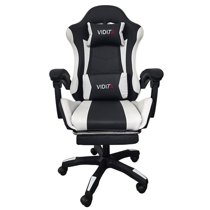 A6060 ΜΑΥΡΟ/ΛΕΥΚΟ ΠΟΛΥΘΡΟΝΑ GAMING ΜΕ ΥΠΟΠΟΔΙΟ 64x62x113-121