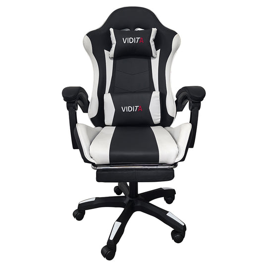 A6060 ΜΑΥΡΟ/ΛΕΥΚΟ ΠΟΛΥΘΡΟΝΑ GAMING ΜΕ ΥΠΟΠΟΔΙΟ 64x62x113-121