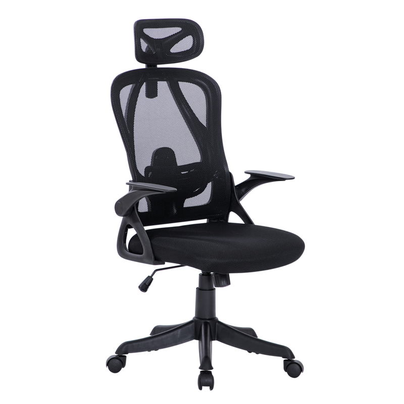 A8982 ΜΑΥΡO MESH ΠΟΛΥΘΡΟΝΑ ΓΡΑΦΕΙΟΥ 58x64x120/130