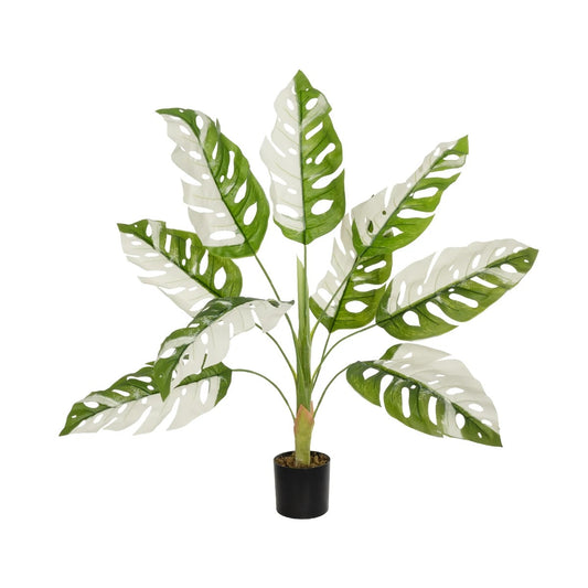 ALBINO MONSTERA 20938 Τεχνητό Διακοσμητικό Φυτό Πράσινη & Λευκή Μονστέρα Μ90 x Π90 x Υ90