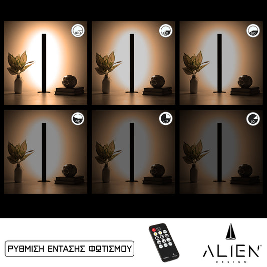 ALIEN-DIVA-BLACK-50-3 ALIEN Design DIVA Μοντέρνο Minimal Nordic Μεταλλικό Φωτιστικό Επιτραπέζιο - Πορτατίφ - Λαμπατέρ Μαύρο LED 8W 960lm με Ασύρματο Χειριστήριο RF & Dimmer IP20 Θερμό Λευκό 3000K Μ3 x Π1.6 x Υ50cm