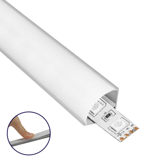 ALP-CORNER LINEO 70815-1M Επιφανειακό Γωνιακό Προφίλ Αλουμινίου με Λευκό Γαλακτερό Πατητό Κάλυμμα για Ταινίες LED IP20 - Ασημί & Λευκό - Μ100 x Π1.6 x Υ1.6
