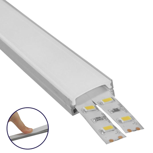 ALP-LINEAR ALIENA 70809-1M Επιφανειακό Προφίλ Αλουμινίου με Λευκό Γαλακτερό Πατητό Κάλυμμα για Ταινίες LED IP20 - Ασημί & Λευκό - Μ100 x Π2.4 x Υ1.1