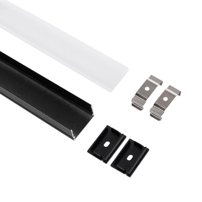 ALP-LINEAR VEXTA 70825-1M Επιφανειακό Προφίλ Αλουμινίου με Λευκό Γαλακτερό Πατητό Κάλυμμα για Ταινίες LED IP20 - Μαύρο & Λευκό - Μ100 x Π3 x Υ2