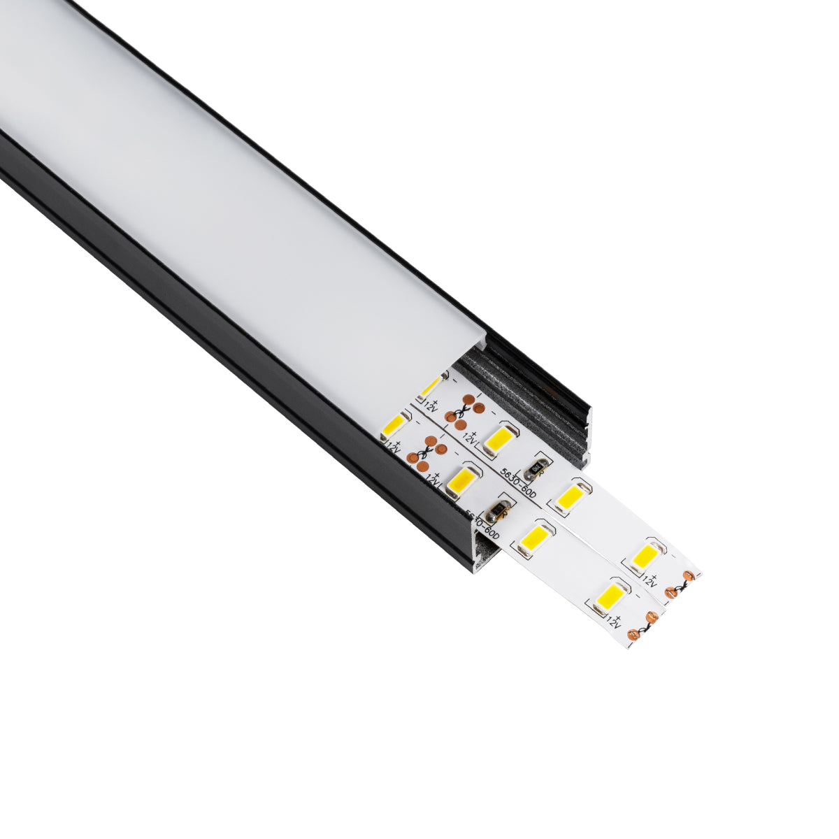 ALP-LINEAR VEXTA 70825-1M Επιφανειακό Προφίλ Αλουμινίου με Λευκό Γαλακτερό Πατητό Κάλυμμα για Ταινίες LED IP20 - Μαύρο & Λευκό - Μ100 x Π3 x Υ2