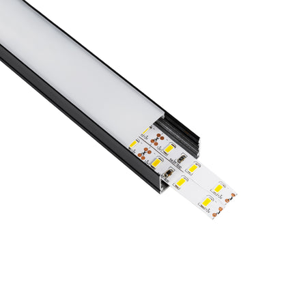 ALP-LINEAR VEXTA 70825-1M Επιφανειακό Προφίλ Αλουμινίου με Λευκό Γαλακτερό Πατητό Κάλυμμα για Ταινίες LED IP20 - Μαύρο & Λευκό - Μ100 x Π3 x Υ2