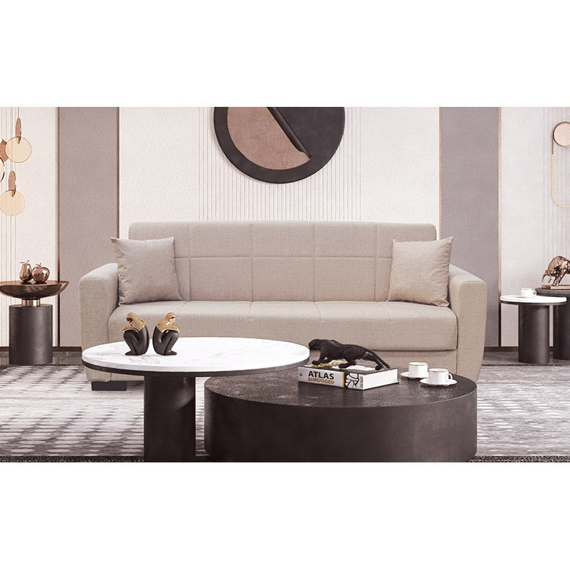 ANIMA LIGHT BROWN ΥΦΑΣΜΑ 3ΘΕΣΙΟΣ ΚΑΝΑΠΕΣ/ΚΡΕΒΑΤΙ ΜΕ ΑΠΟΘ. ΧΩΡΟ 210x80x75