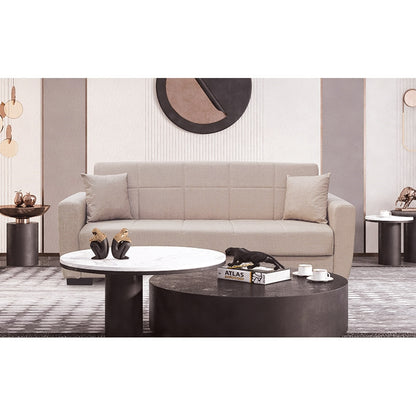 ANIMA LIGHT BROWN ΥΦΑΣΜΑ 3ΘΕΣΙΟΣ ΚΑΝΑΠΕΣ/ΚΡΕΒΑΤΙ ΜΕ ΑΠΟΘ. ΧΩΡΟ 210x80x75