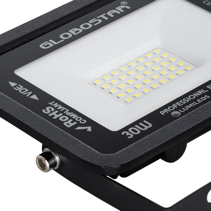 ATLAS 61416 Επαγγελματικός Προβολέας LED 30W 3750lm 120° AC 220-240V - Αδιάβροχος IP67 - Μ16 x Π2.5 x Υ12.5cm - Μαύρο - Ψυχρό Λευκό 6000K - LUMILEDS Chips - TÜV Rheinland Certified