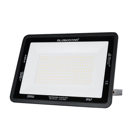ATLAS 61433 Επαγγελματικός Προβολέας LED 200W 23000lm 120° AC 220-240V - Αδιάβροχος IP67 - Μ38 x Π4 x Υ28cm - Μαύρο - Θερμό Λευκό 2700K - LUMILEDS Chips - TÜV Rheinland Certified