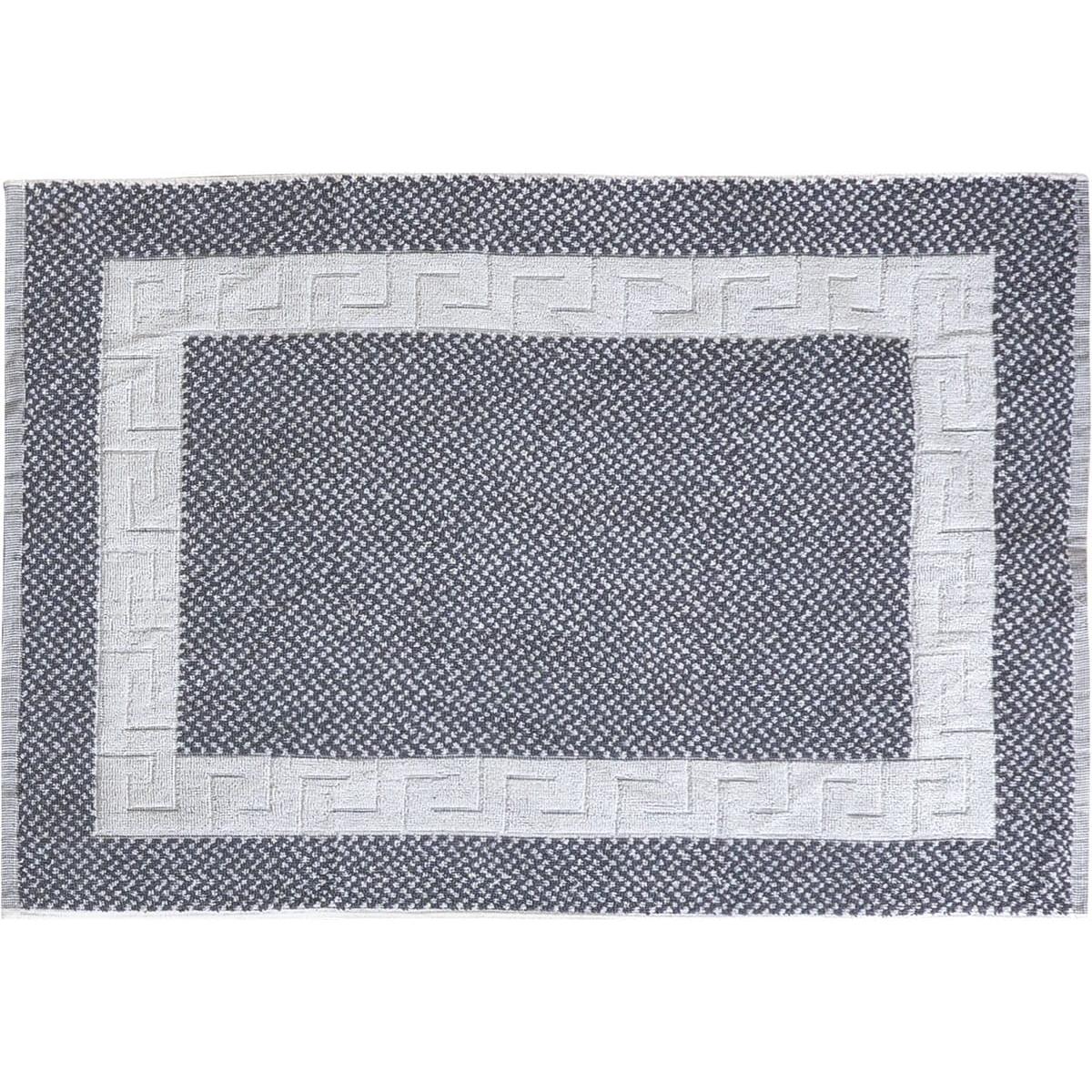 Ταπέτο Μπάνιου Atlas Art 3017 Νηματοβαφή Μαίανδρος 50x75εκ Γκρι-Λευκό