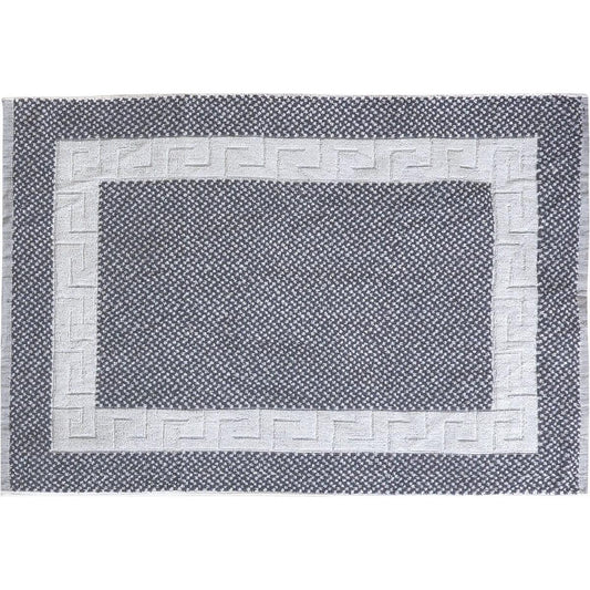 Ταπέτο Μπάνιου Atlas Art 3017 Νηματοβαφή Μαίανδρος 50x75εκ Γκρι-Λευκό