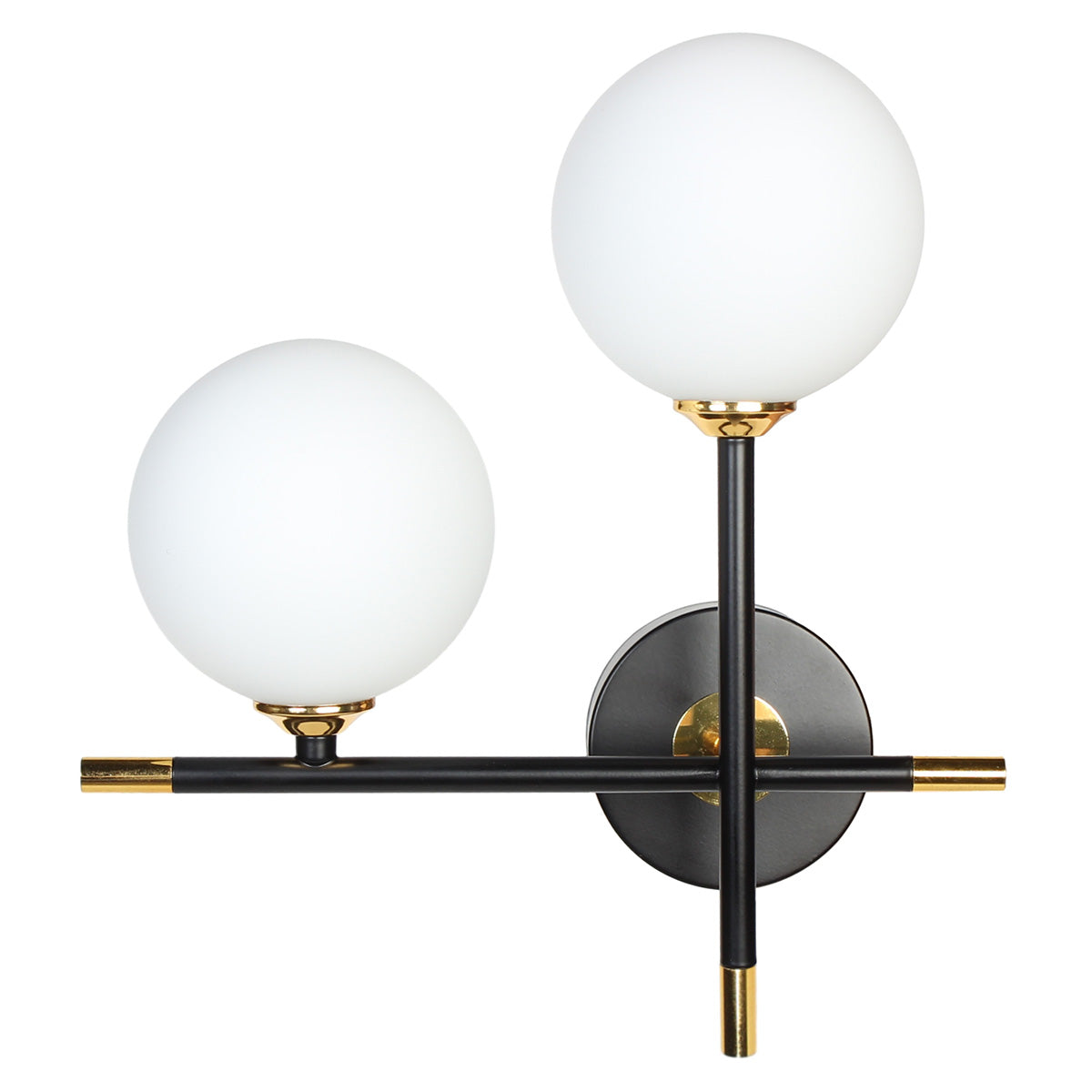 Απλίκα Τοίχου Μεταλλική 2 x G9 30x16x33 εκ. Μαύρη Χρυσή με Γυαλί