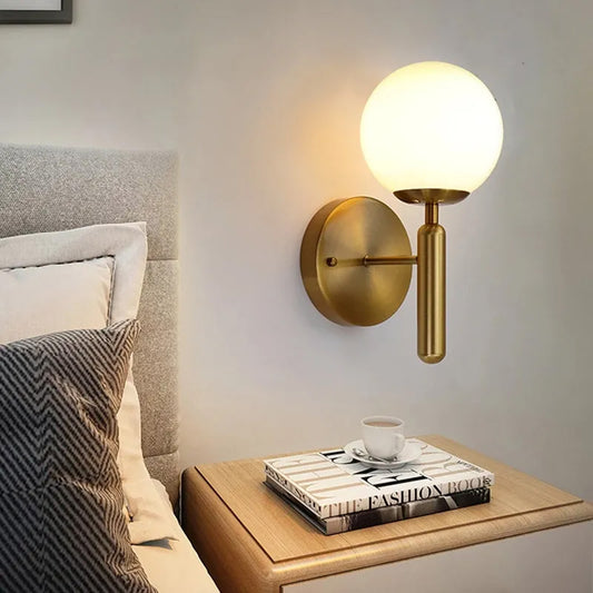 Απλίκα Τοίχου Μεταλλική Ε27 14x20x36 εκ. Gold Brass με Γυαλί